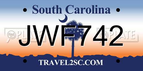 JWF742 South Carolina License Plate