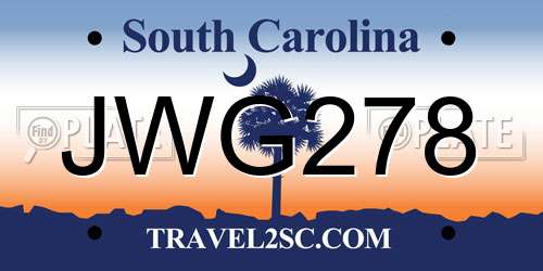 JWG278 South Carolina License Plate