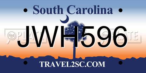 JWH596 South Carolina License Plate