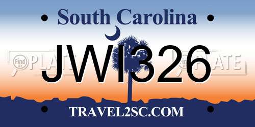 JWI326 South Carolina License Plate
