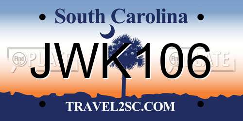 JWK106 South Carolina License Plate