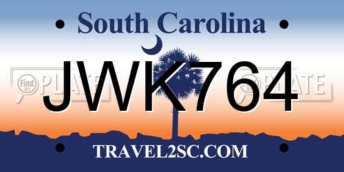 JWK764 South Carolina License Plate