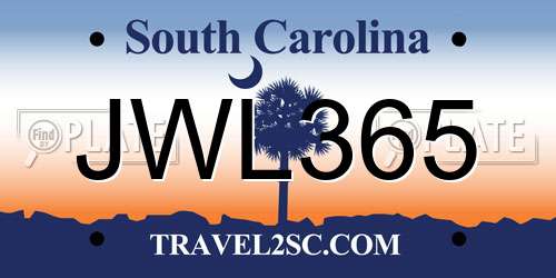 JWL365 South Carolina License Plate