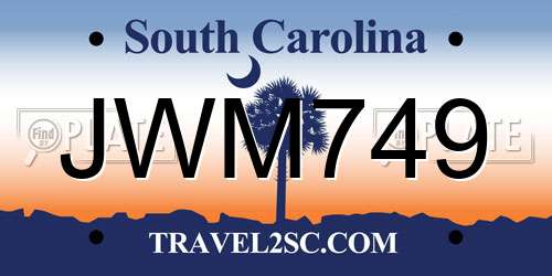 JWM749 South Carolina License Plate