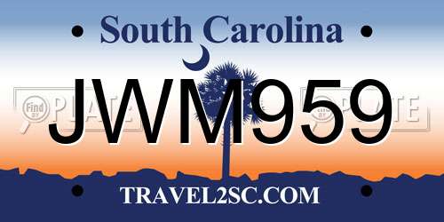 JWM959 South Carolina License Plate