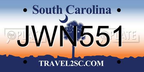 JWN551 South Carolina License Plate