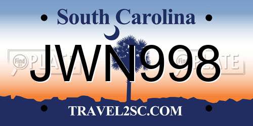 JWN998 South Carolina License Plate