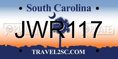 JWR117 South Carolina License Plate