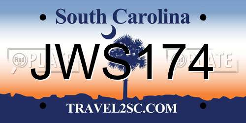 JWS174 South Carolina License Plate
