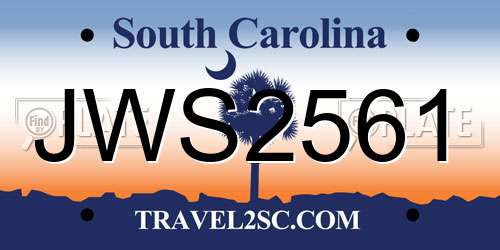 JWS2561 South Carolina License Plate