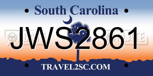 JWS2861 South Carolina License Plate