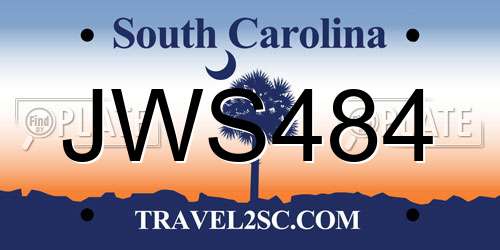 JWS484 South Carolina License Plate