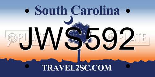 JWS592 South Carolina License Plate