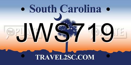JWS719 South Carolina License Plate