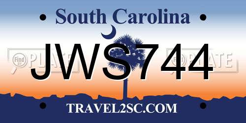 JWS744 South Carolina License Plate
