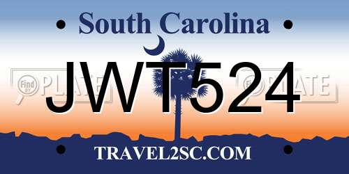 JWT524 South Carolina License Plate