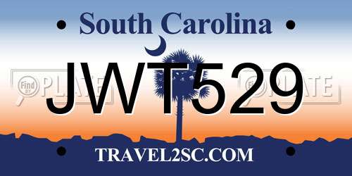 JWT529 South Carolina License Plate