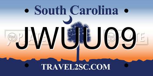 JWUU09 South Carolina License Plate