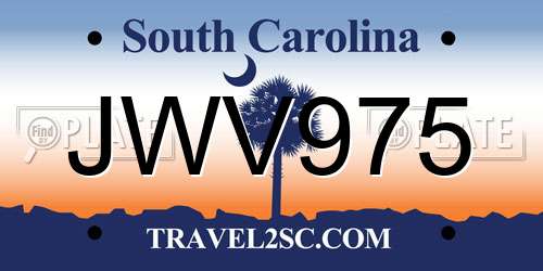 JWV975 South Carolina License Plate