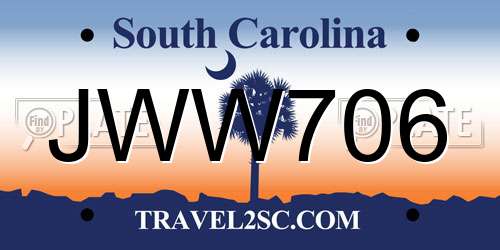JWW706 South Carolina License Plate