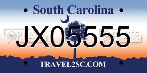 JX05555 South Carolina License Plate