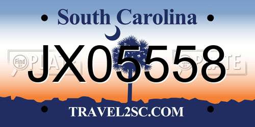 JX05558 South Carolina License Plate