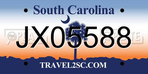 JX05588 South Carolina License Plate