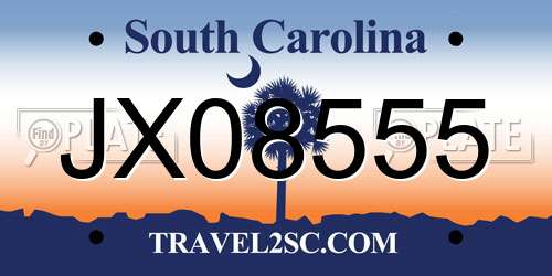 JX08555 South Carolina License Plate