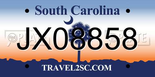 JX08858 South Carolina License Plate