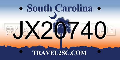 JX20740 South Carolina License Plate