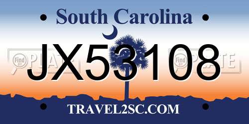JX53108 South Carolina License Plate