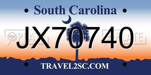 JX70740 South Carolina License Plate