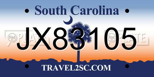 JX83105 South Carolina License Plate