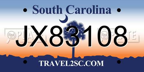 JX83108 South Carolina License Plate