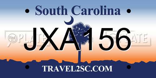 JXA156 South Carolina License Plate