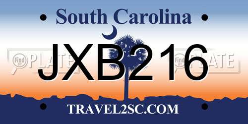 JXB216 South Carolina License Plate