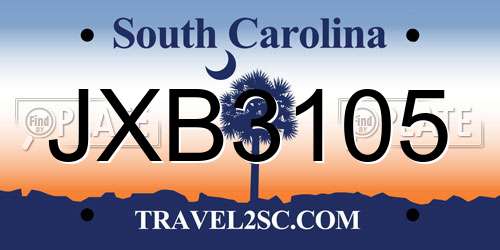 JXB3105 South Carolina License Plate
