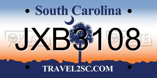 JXB3108 South Carolina License Plate