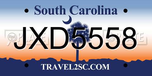 JXD5558 South Carolina License Plate