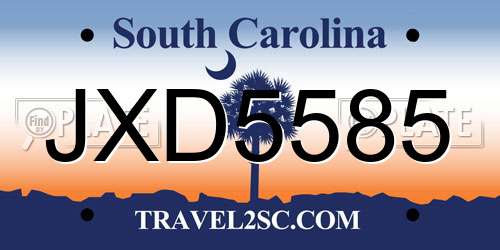 JXD5585 South Carolina License Plate