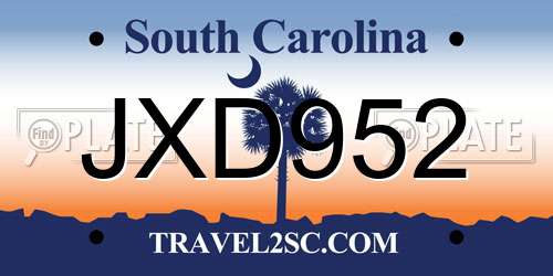 JXD952 South Carolina License Plate