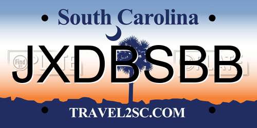 JXDBSBB South Carolina License Plate