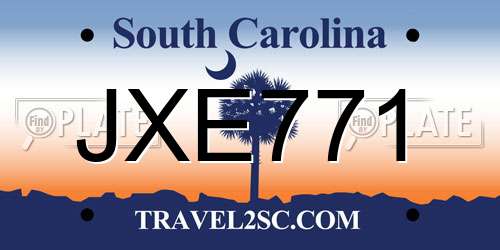 JXE771 South Carolina License Plate