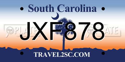 JXF878 South Carolina License Plate