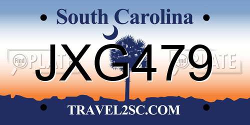 JXG479 South Carolina License Plate