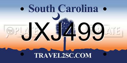 JXJ499 South Carolina License Plate