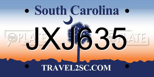 JXJ635 South Carolina License Plate