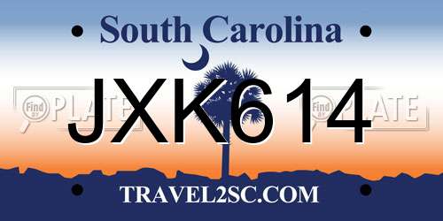 JXK614 South Carolina License Plate