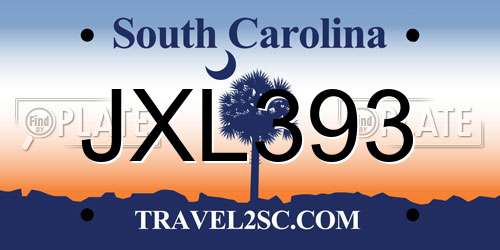 JXL393 South Carolina License Plate