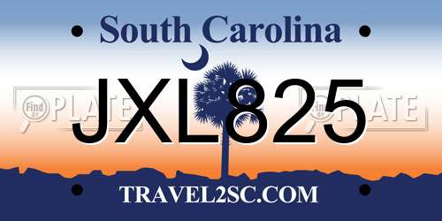 JXL825 South Carolina License Plate